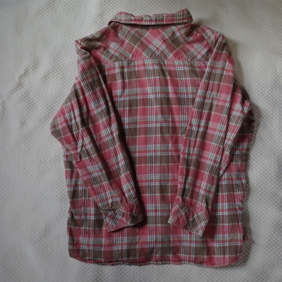 Schmidt Pink Plaid Flannel Button-Up Shirt Size 1x. Missing A Button. - Picture 4 of 4